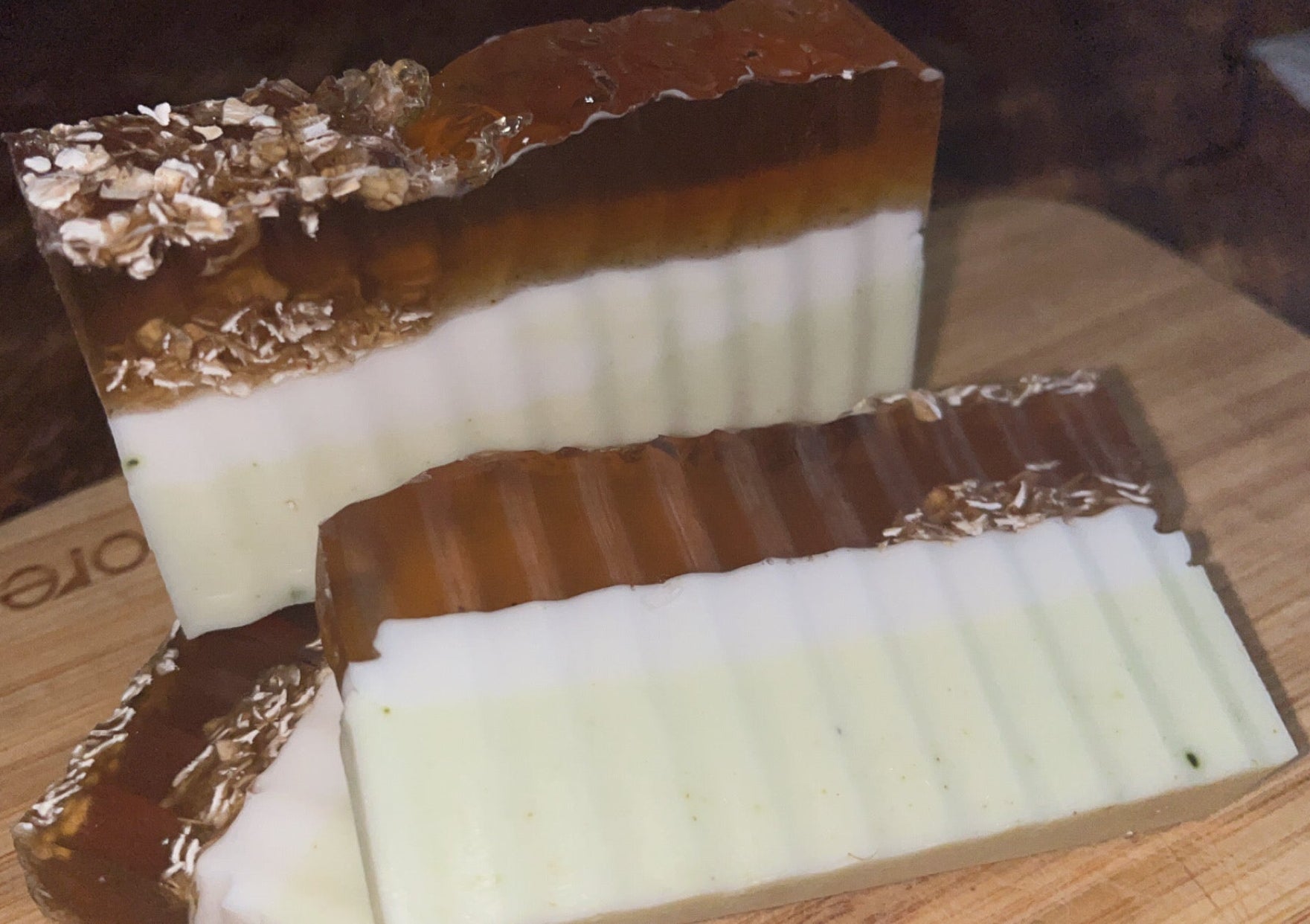 honey and oatmeal soap with raw oats